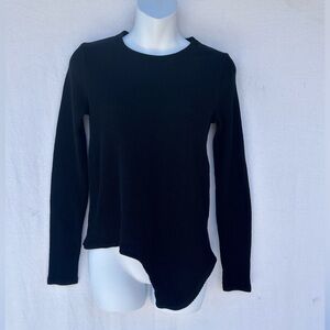 Madewell Black Asymmetrical stretch Long Sleeve Top#A1